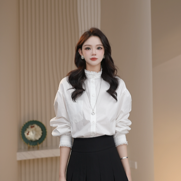 AMASS/阿玛施新款高智淡人小众显瘦造型长袖衬衫女 530115