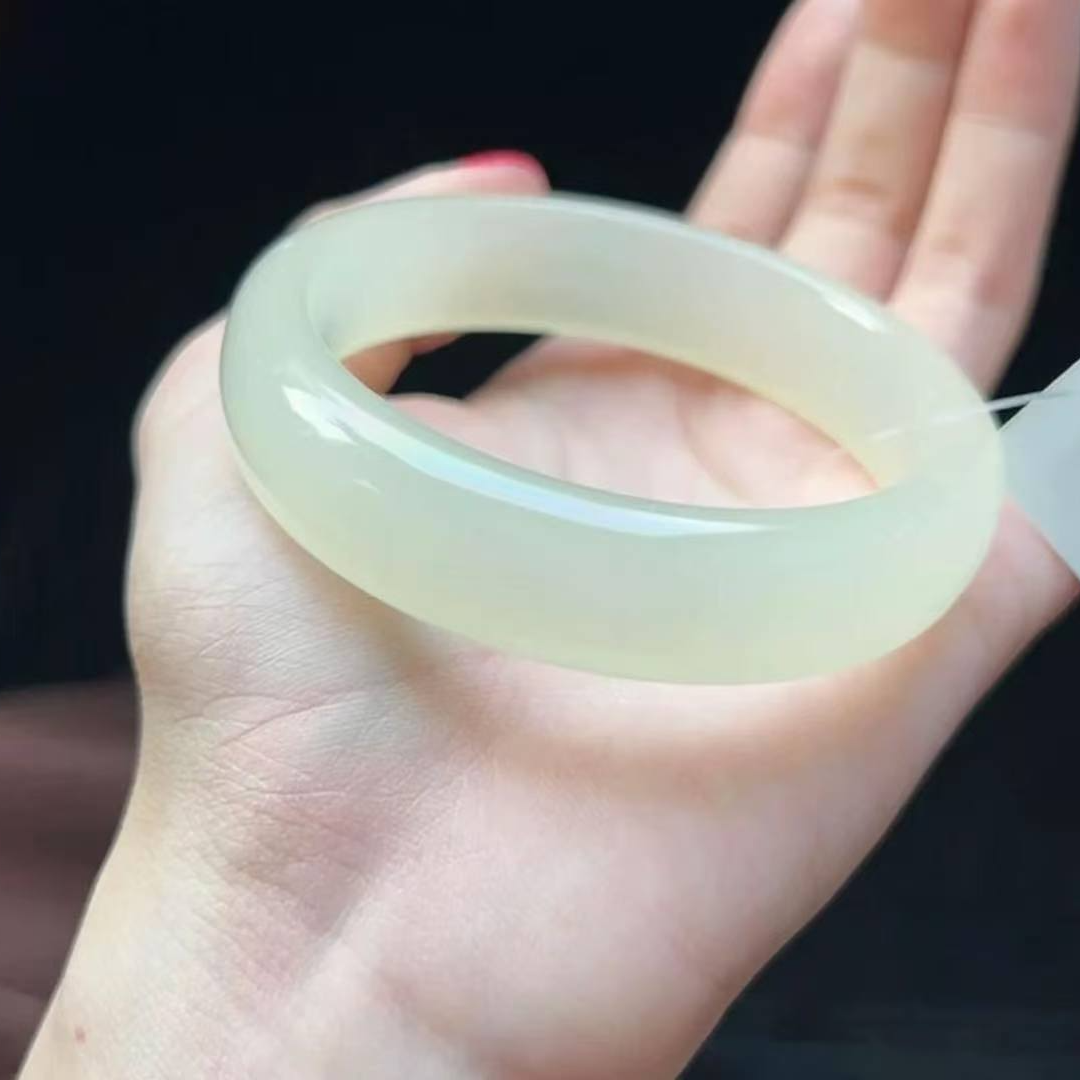 【玉匠专属】新疆料和田玉晴水蜂蜜水色系女士正圈手镯带证书带礼盒