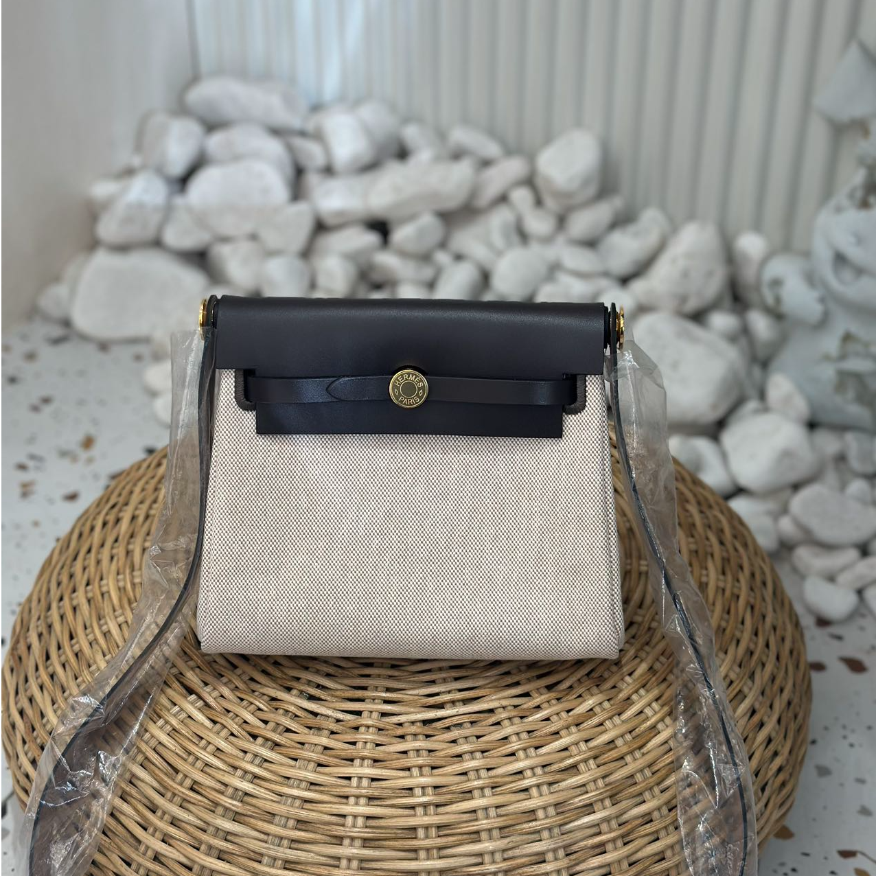 全新未使用 Hermes/爱马仕 mini herbag 乌木色 w刻