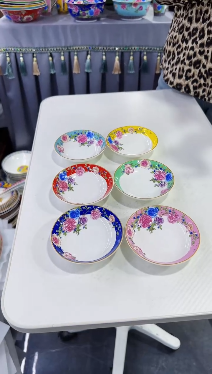 珐琅3.5英寸小味碟6个景德镇陶瓷