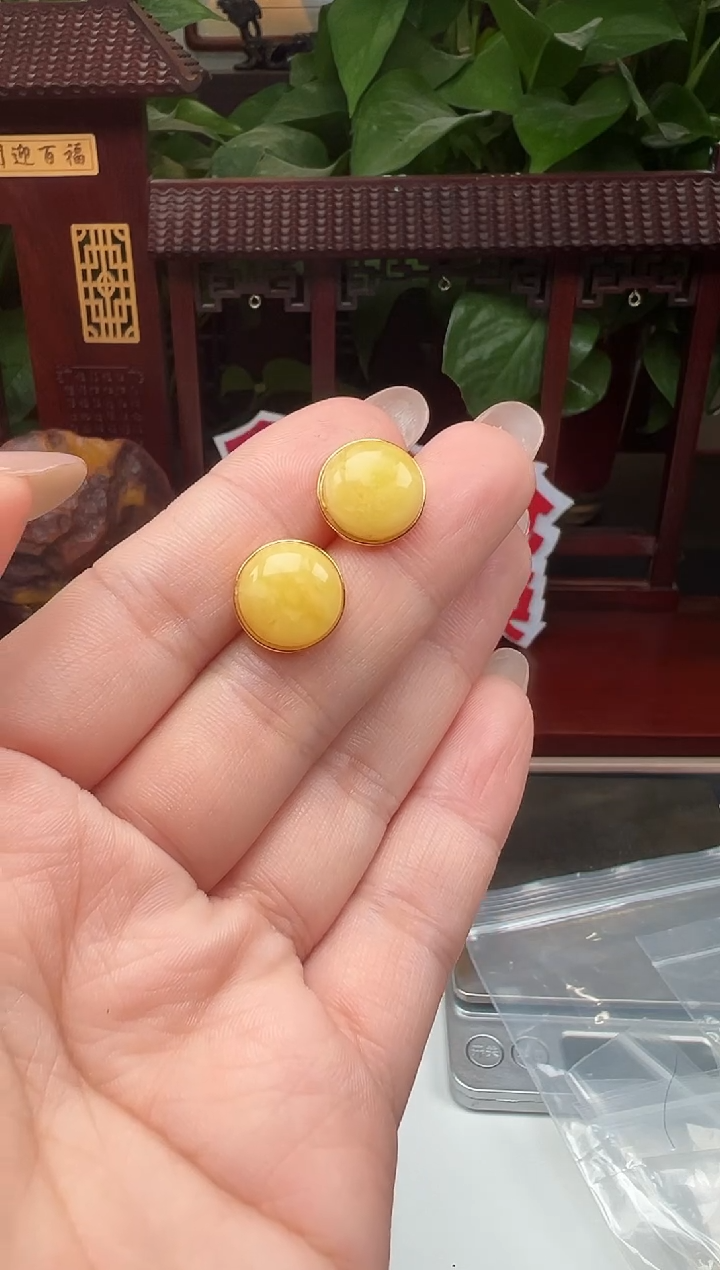 蜜蜡银S925镶嵌耳饰耳饰XA57多样性发其一