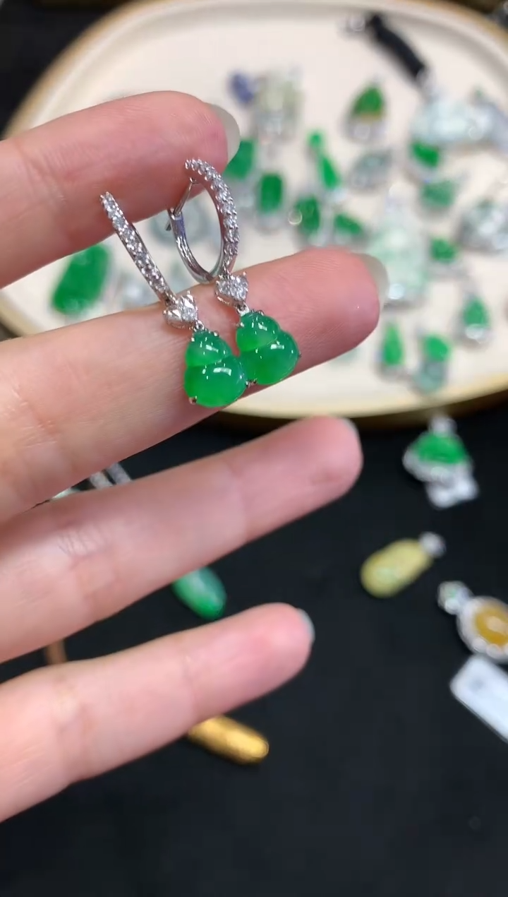 【闪购商品】翡翠耳饰18K金镶嵌W745|18000