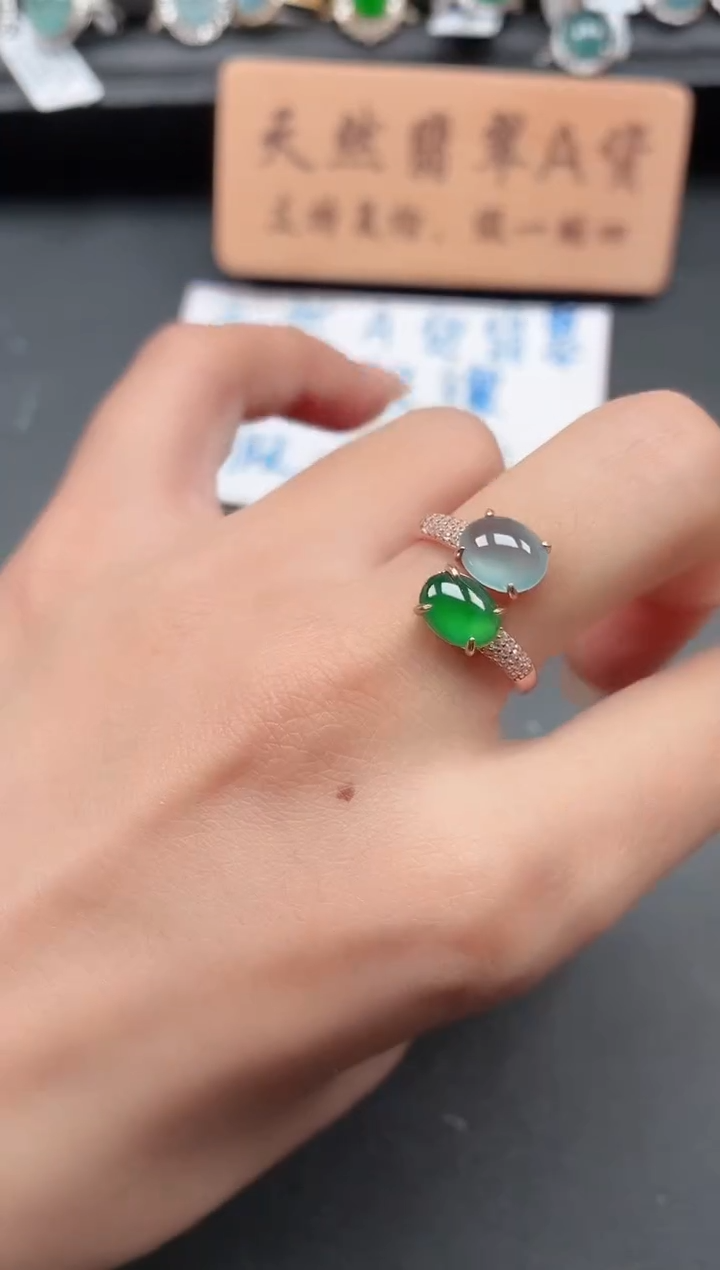 银S925镶嵌戒指翡翠11