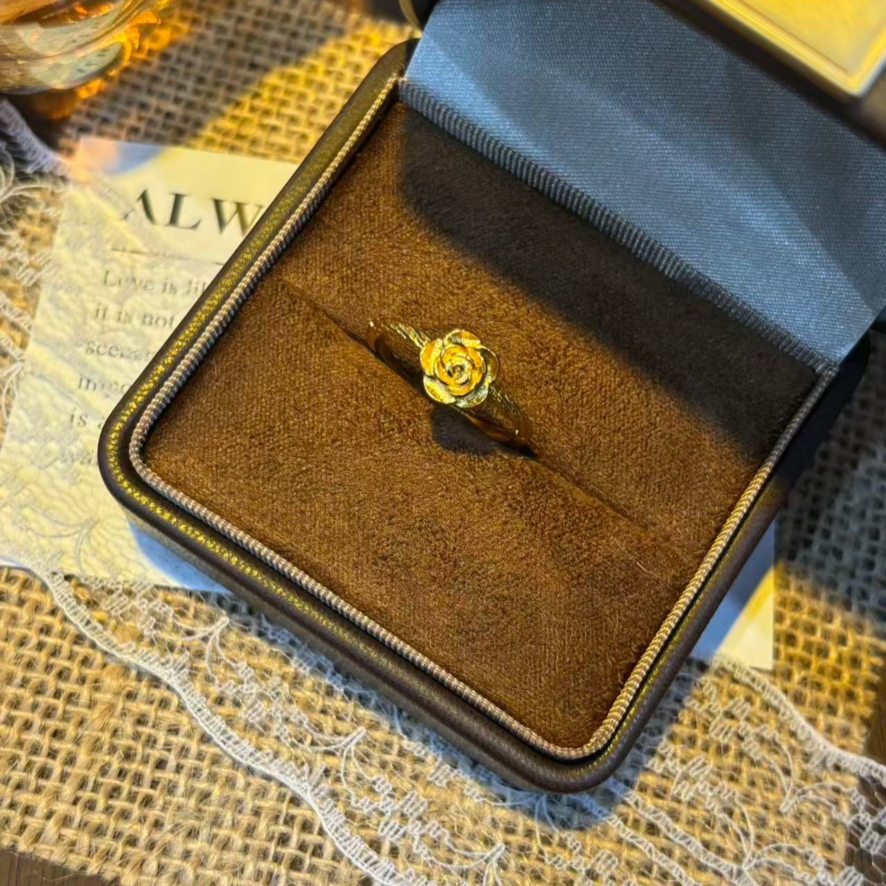 铜合金戒指 DAJIEJIE大姐姐真爱玫瑰花戒指开口