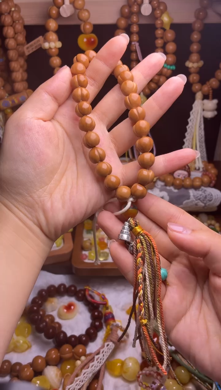 吊坠猴头核桃若*全品纯手工龙岩绿跑环吊原籽吊坠藏式流苏