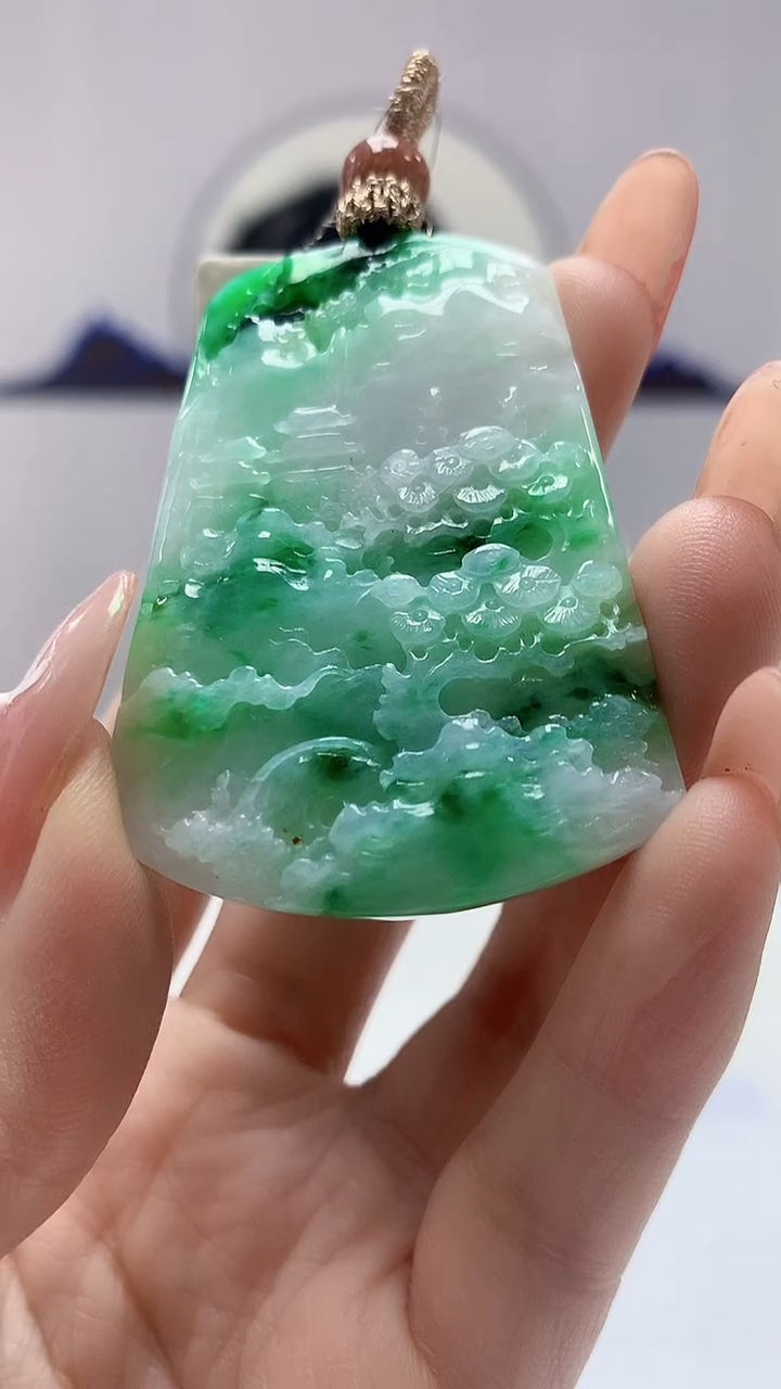 【闪购商品】定制翡翠未镶嵌0405DD-毛货挂件山水152