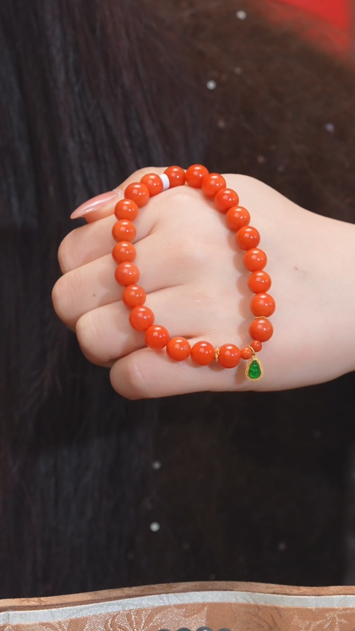 【闪购商品】南红玛瑙手串18K金镶嵌多样性发@@W9429