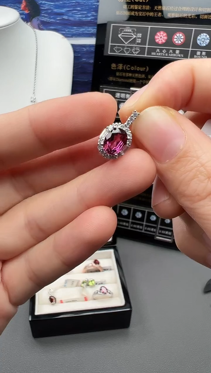 颈饰银S925镶嵌石榴石26