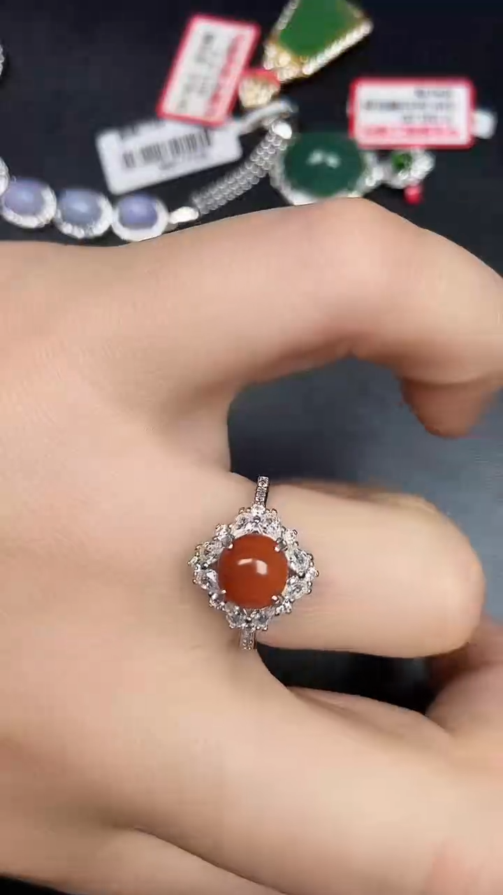 银S925镶嵌戒指翡翠2720