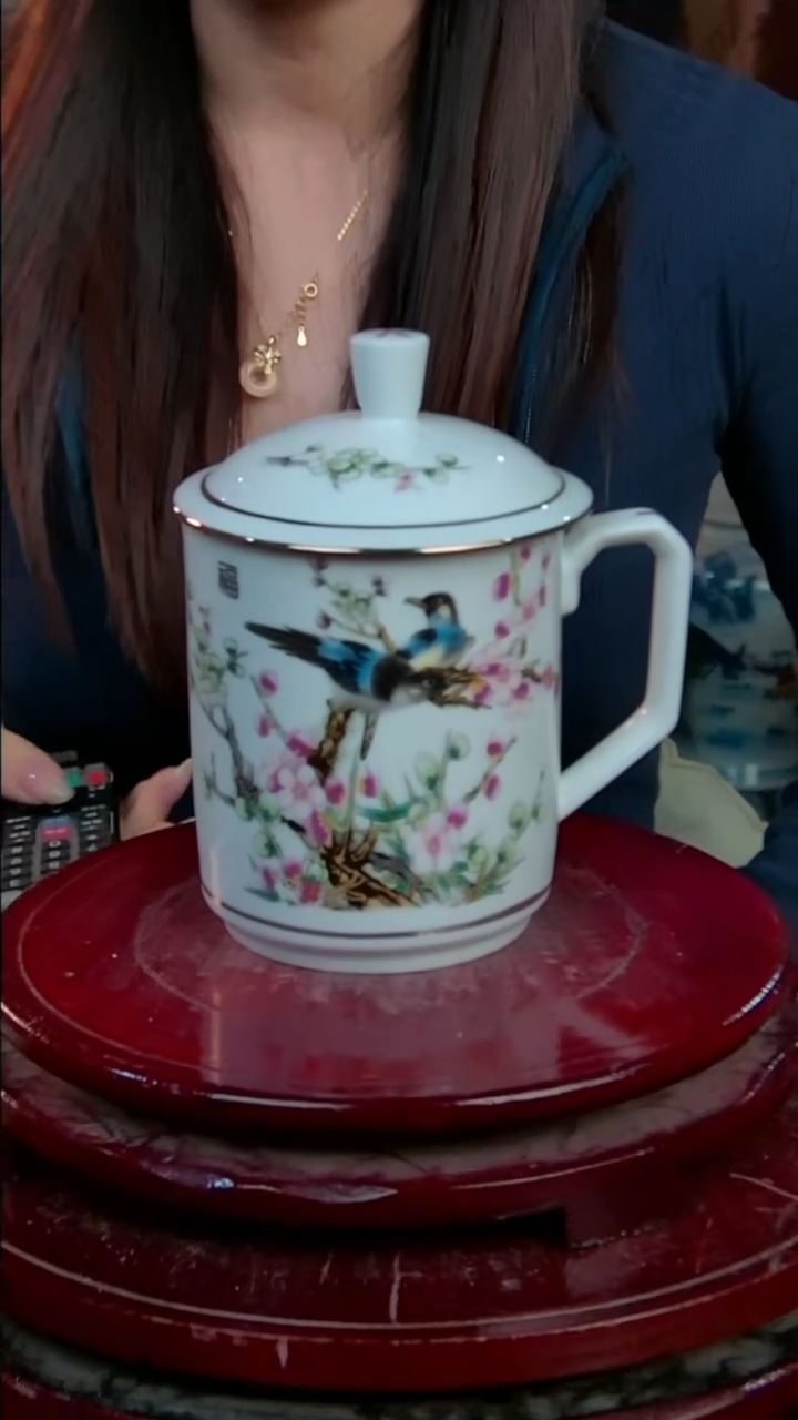 摆件陶景德镇陶瓷摆件喜上眉梢办公杯