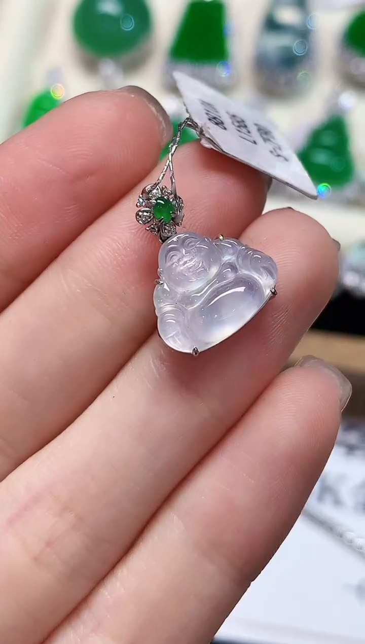 吊坠(不含链)18K金镶嵌翡翠L1585多样性发其一