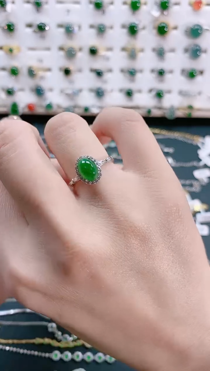 【闪购商品】翡翠戒指银S925镶嵌天然翡翠