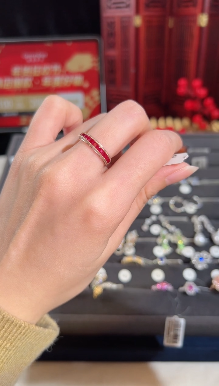 【闪购商品】红宝石戒指18K金镶嵌BR16681#-W+R#140