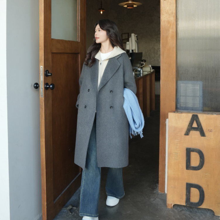 双面毛呢羊毛大衣中长款慵懒新款百搭显瘦宽松女装反季清仓