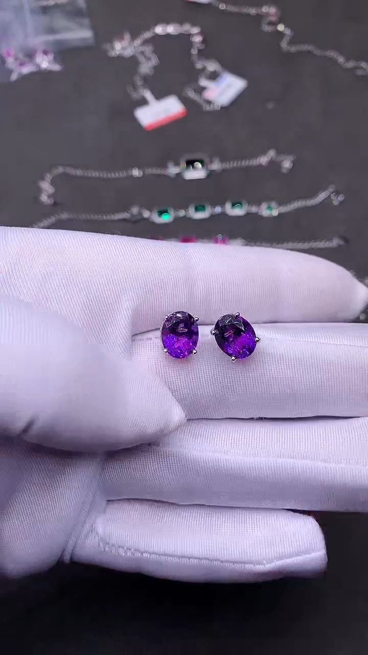 【闪购商品】紫晶耳饰银S925镶嵌.......