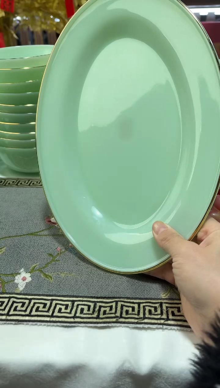 玉瓷12英寸鱼盘一只景德镇