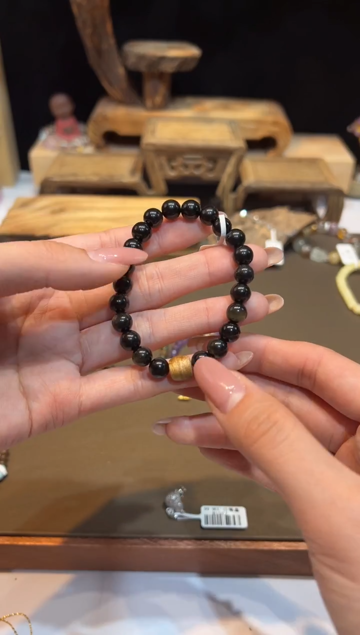 未镶嵌黑曜岩手链手饰@@Z3468