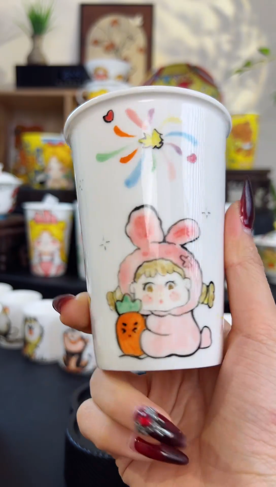 【闪购商品】摆件笙笙漫手工手绘陶瓷杯杯