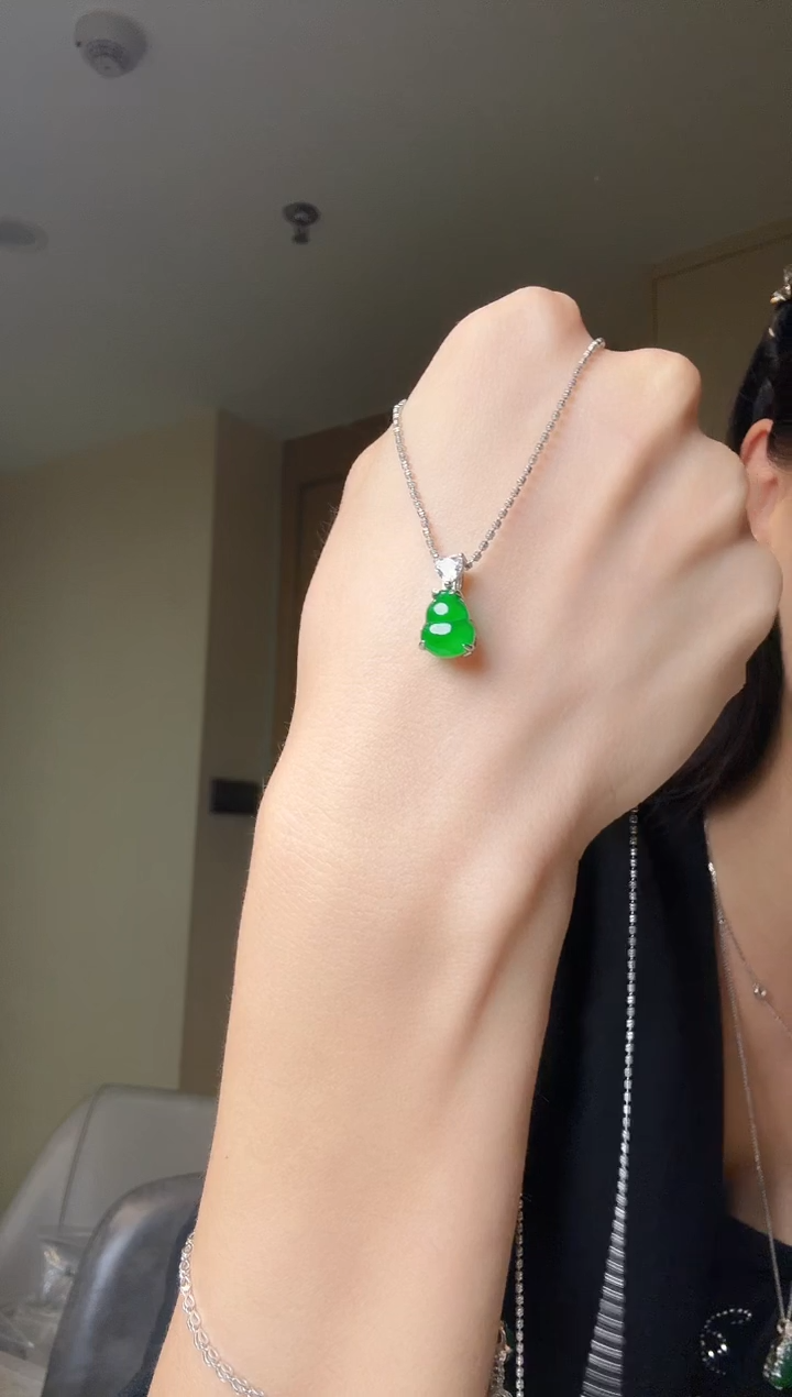 翡翠银S925镶嵌吊坠(不含链)天然翡翠吊坠