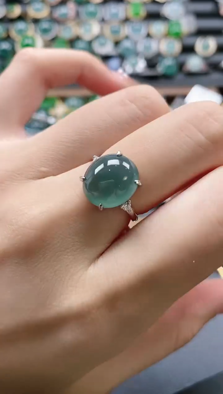 【闪购商品】翡翠戒指银S925镶嵌51511