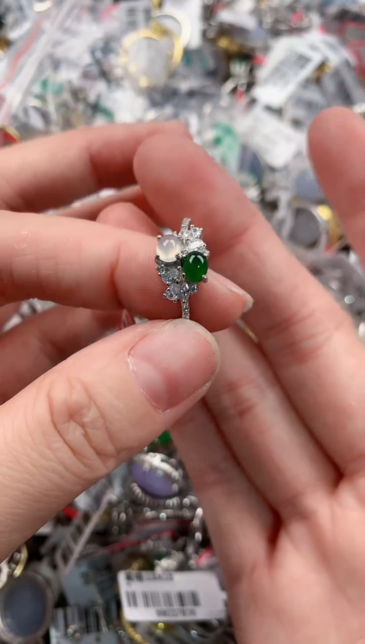 银S925镶嵌戒指翡翠333---2