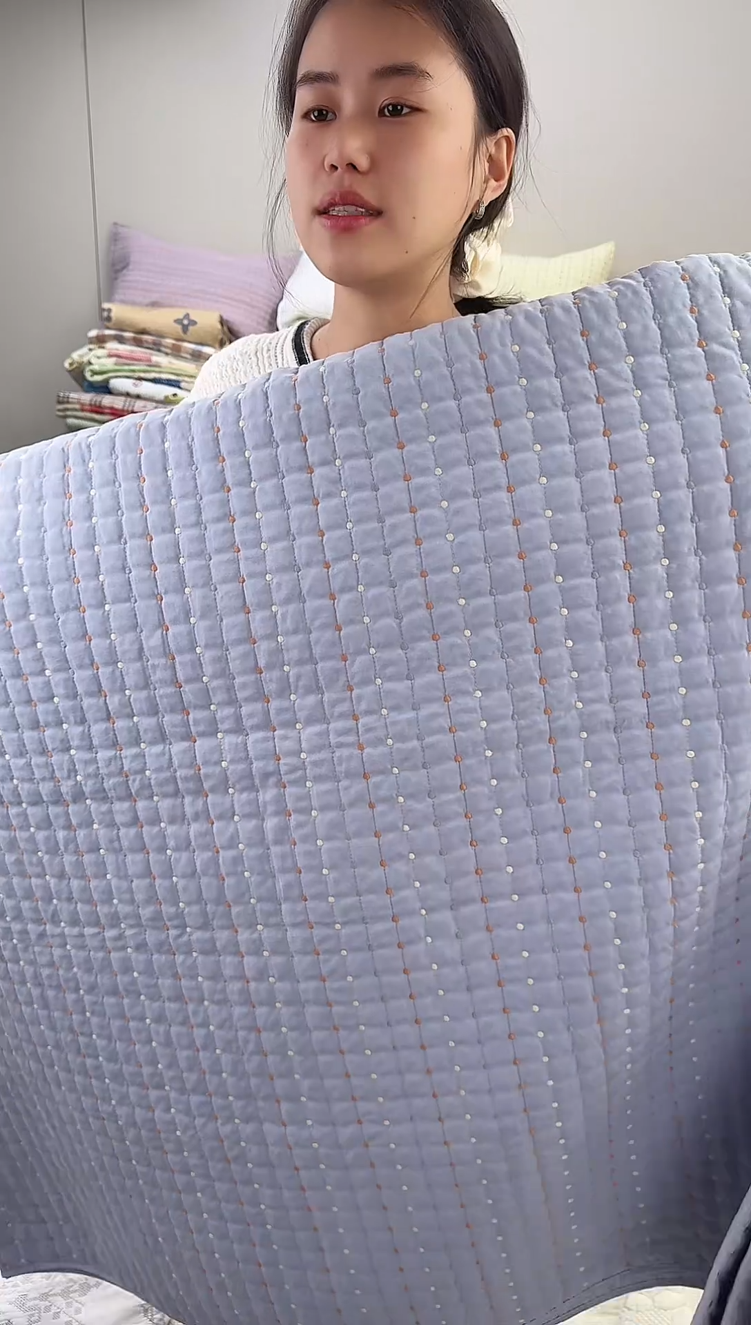 棉纯棉灰蓝色230*250单床盖