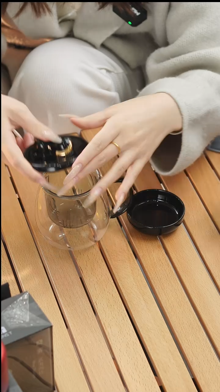 哲品御花园猫小黑茶水分离玻璃水杯小清新可爱生日礼物