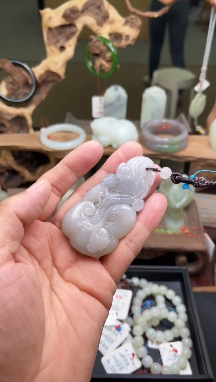 和田玉未镶嵌吊坠青海预祝你 灵芝如意9003054