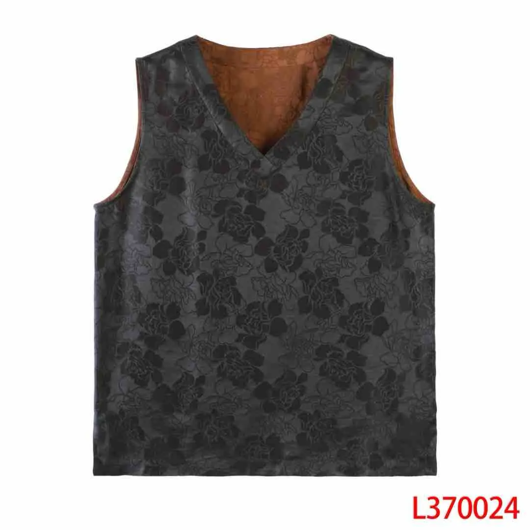 陈  新中式风 370024 香云纱 提花 相生玫瑰 背心 黑色