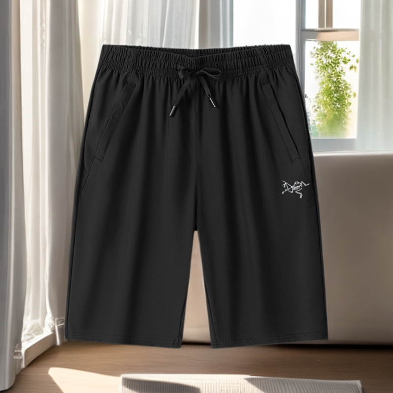 【鸟家】百搭休闲裤夏季刺绣薄款男士速干透气短裤轻薄冰丝凉感裤