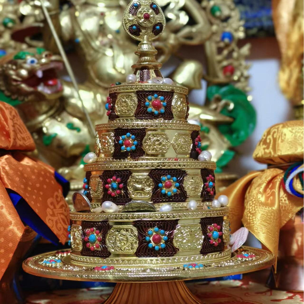 曼扎+宝石-摆件-塔尔寺-佛堂玄关客厅金色新年春节创意-已走流程