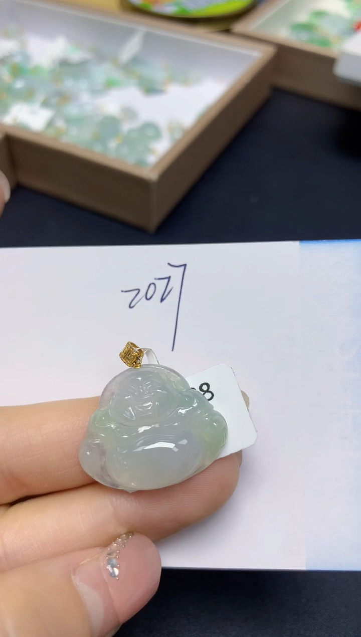 【闪购商品】翡翠挂件18K金镶嵌 天然翡翠A货