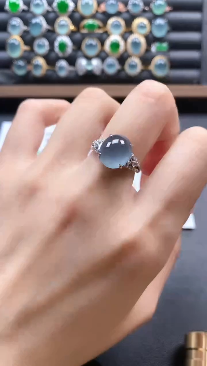 银S925镶嵌戒指翡翠51151