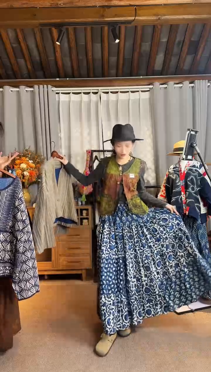 【闪购商品】设计师款蓝染裙子