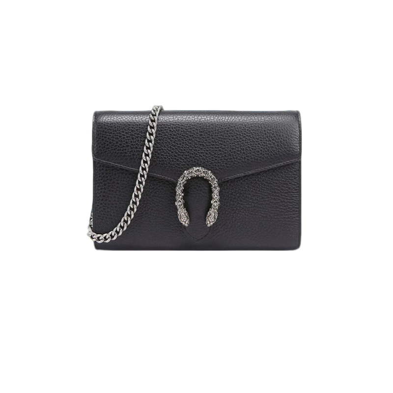 99新 GUCCI/古驰 Dionysus酒神woc链条包 黑/绿色