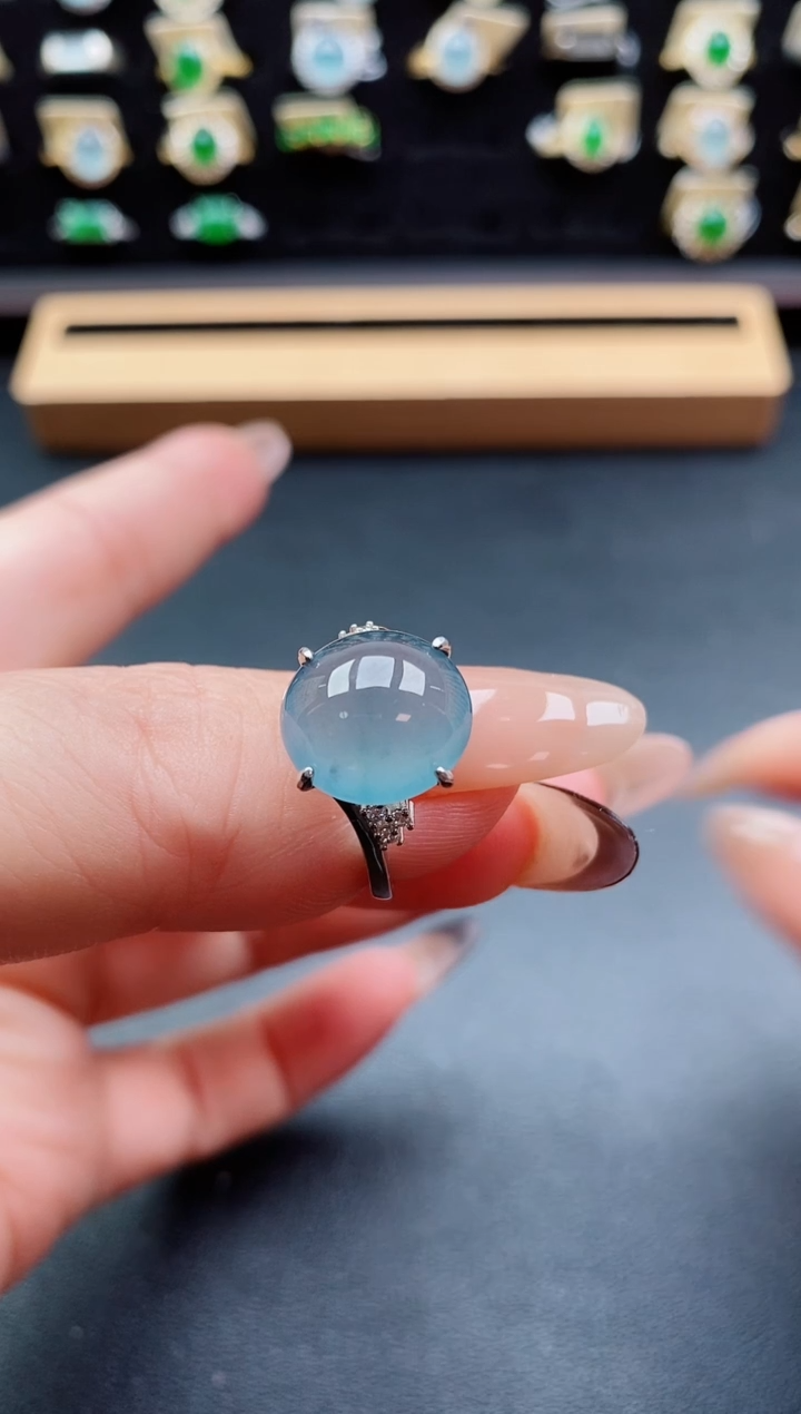 银S925镶嵌戒指翡翠1