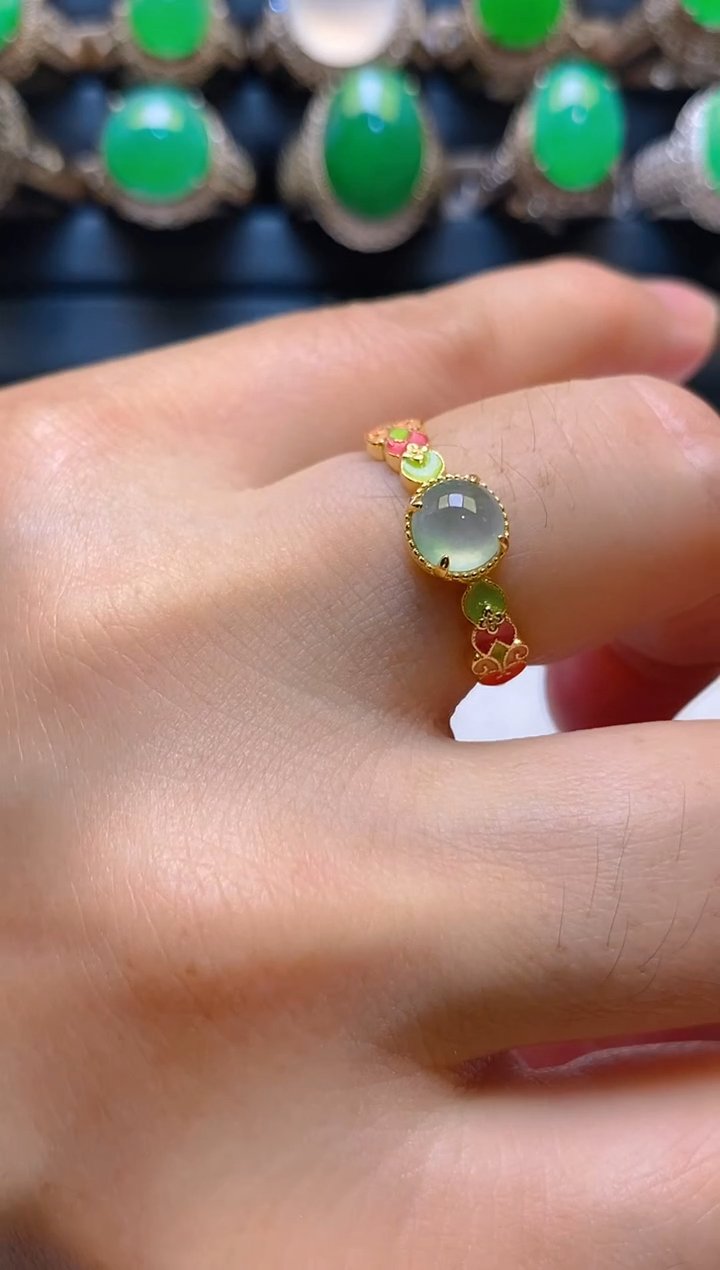 【闪购商品】翡翠耳饰银S925镶嵌天然A货翡翠1