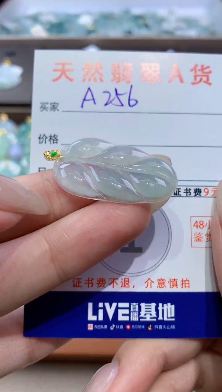 颈饰18K金镶嵌翡翠天然翡翠A货挂件
