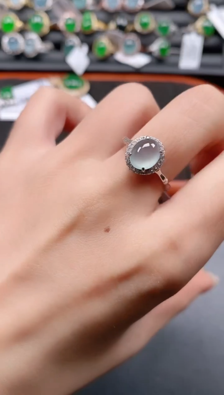 银S925镶嵌戒指翡翠11