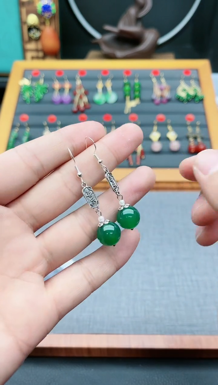 【闪购商品】玛瑙/玉髓耳钉银S925镶嵌322000