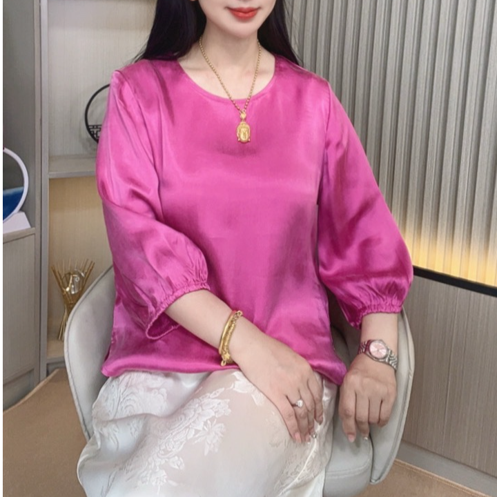 【胭脂】挂霜大王缎时尚简约设计显瘦气质优雅百搭上衣