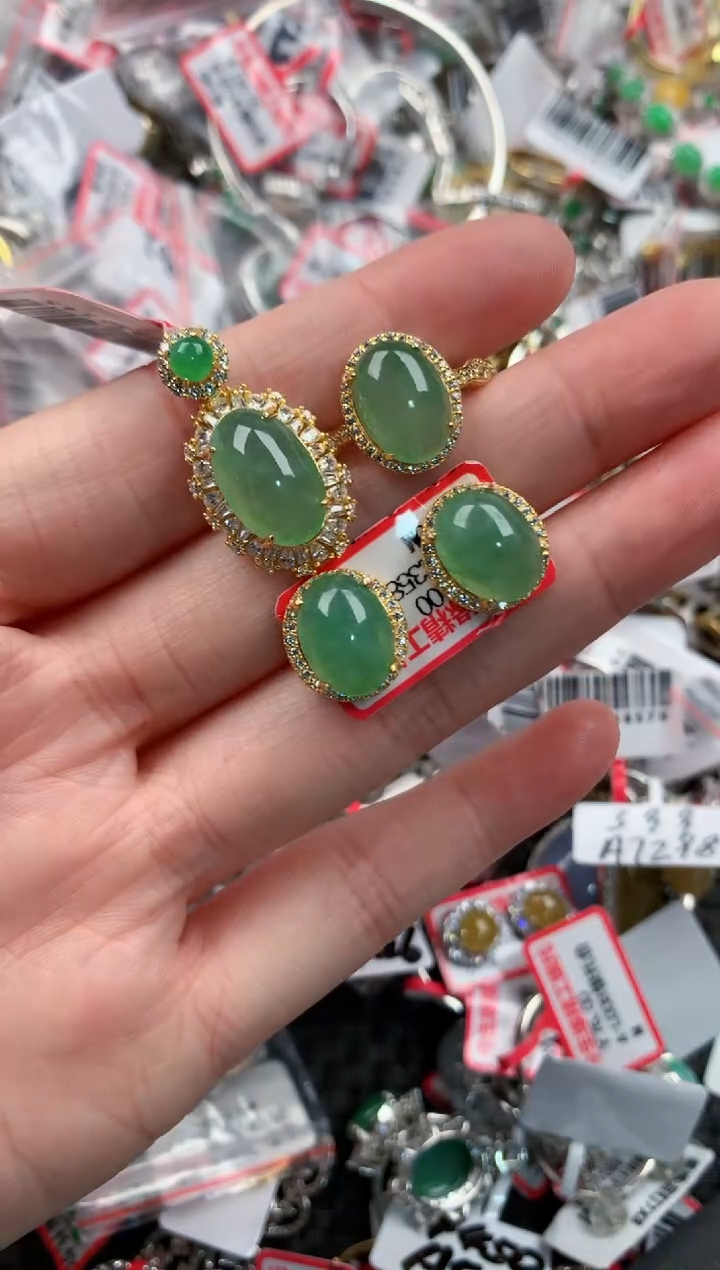 银S925镶嵌戒指翡翠222----1