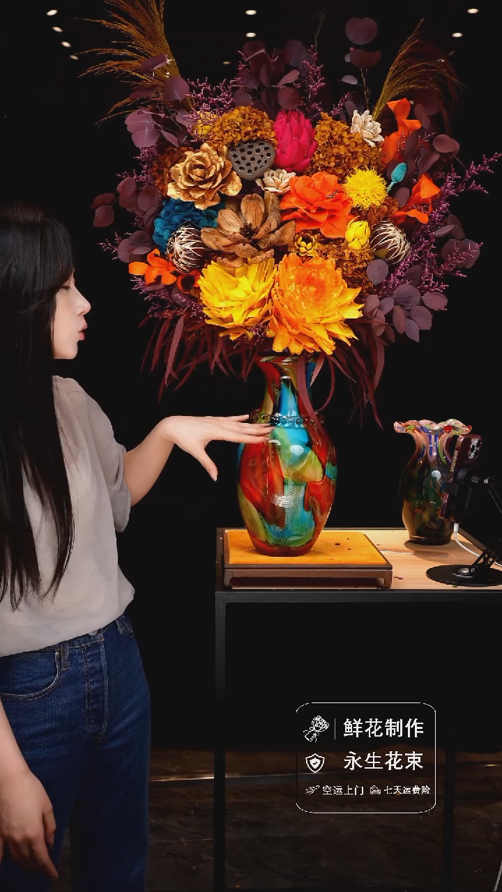 琉璃手工艺品手工花器花束空运包邮送货上门-以图片为准    