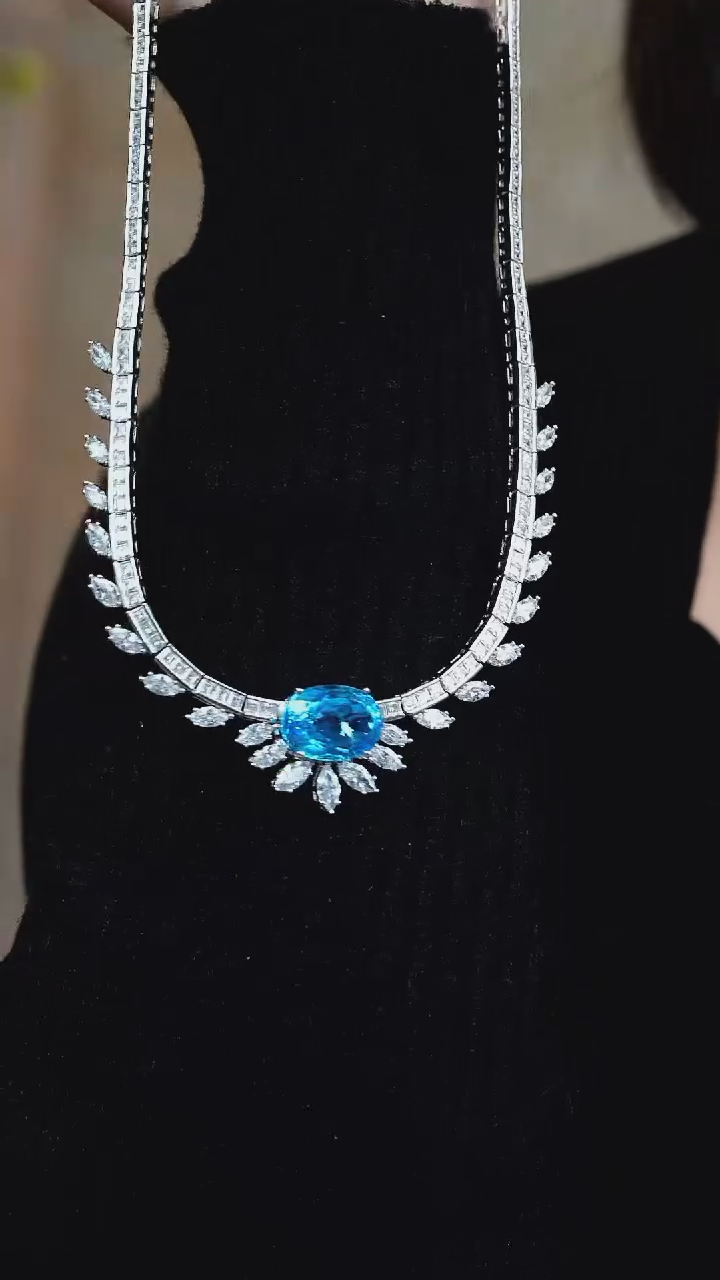 【闪购商品】托帕石项链银S925镶嵌项链011