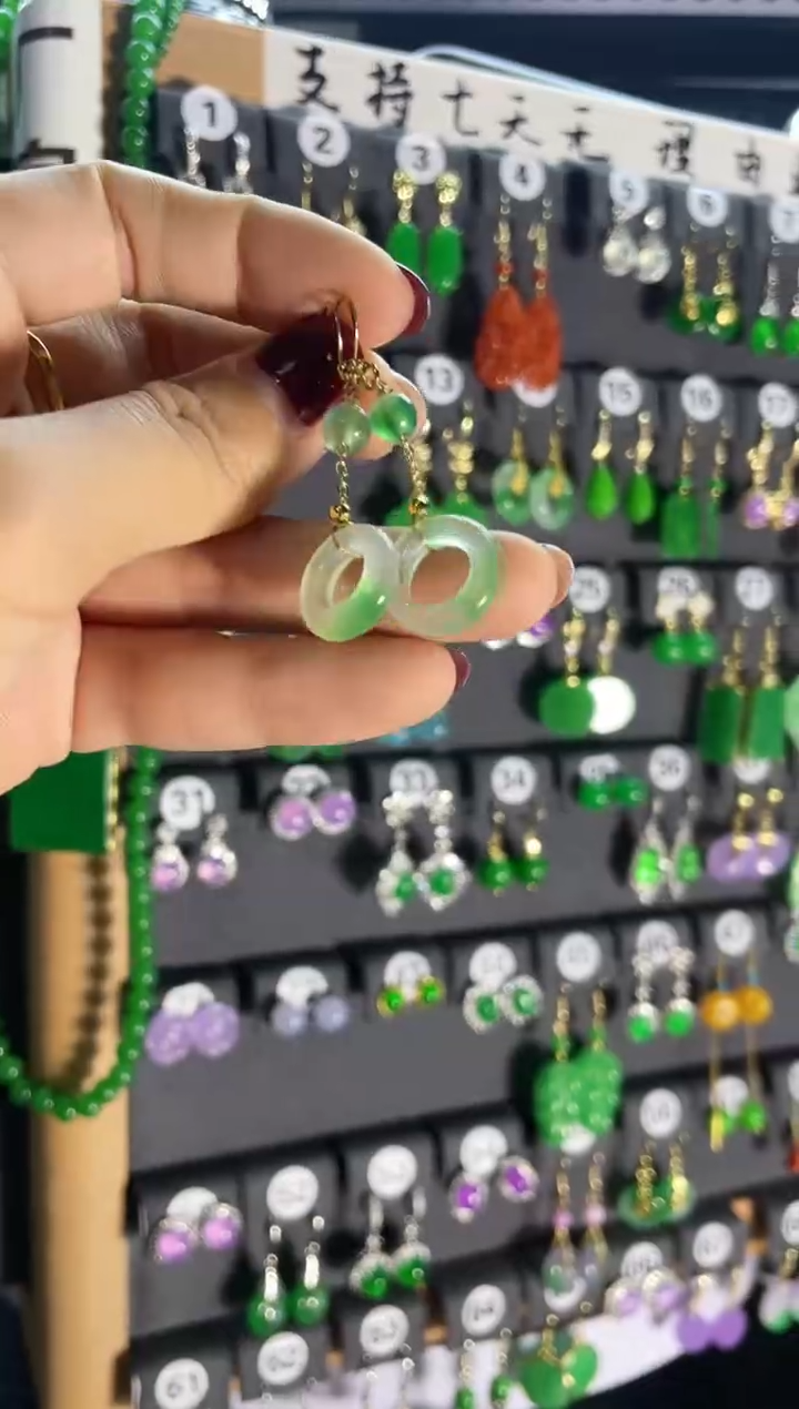 【闪购商品】翡翠耳饰银S925镶嵌019...