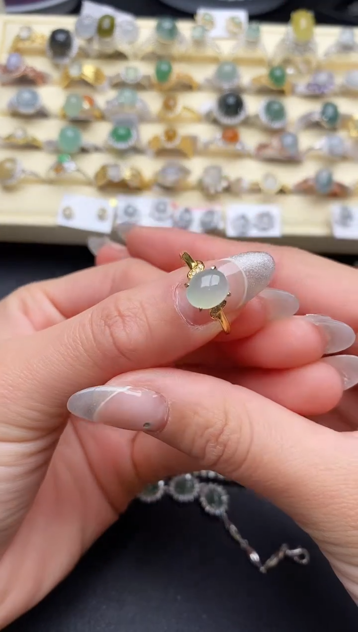 【闪购商品】翡翠戒指银S925镶嵌4444444+1