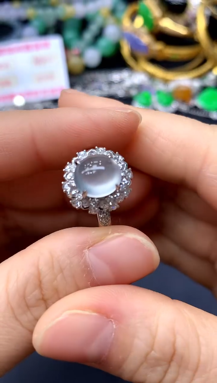 18K金镶嵌戒指翡翠455-中国好珍宝