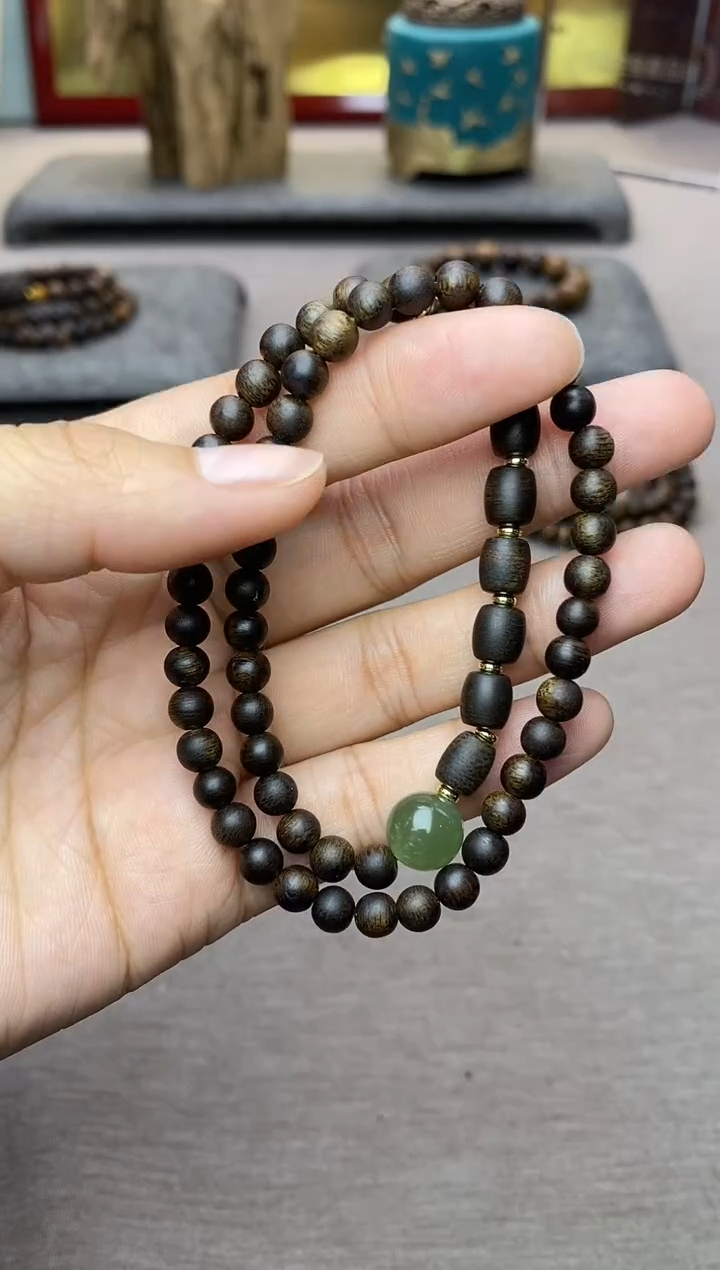 【闪购商品】沉香手串顺化紫棋05+白棋8颗 双圈沉水