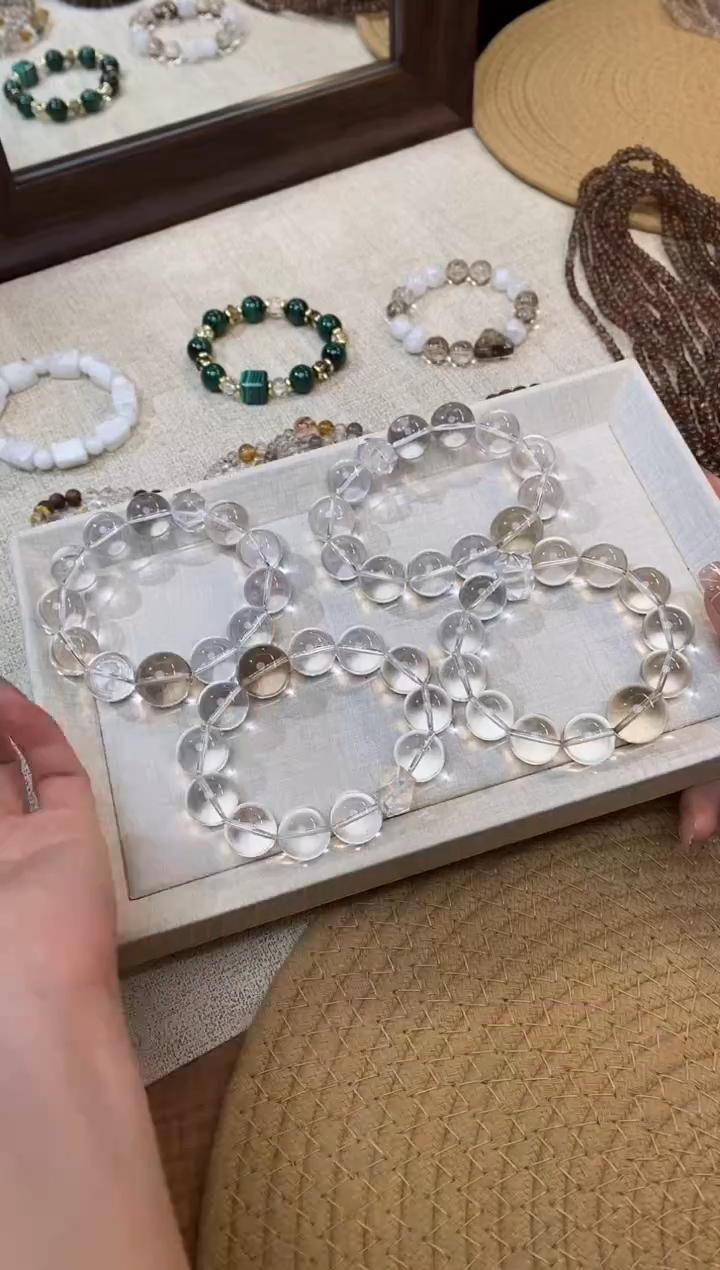 合金手链水晶《墨与白》白水晶茶晶设计款手串15-17mm多样性发一