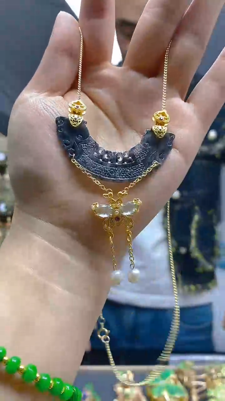 【闪购商品】翡翠耳饰合金0175翡翠锁骨链